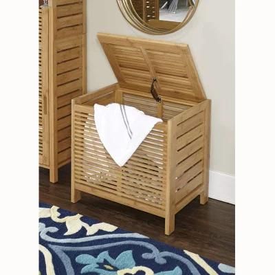 Bamboo Laundry Hamper Portable, Dirty Clothes Storage Basket with Lid and Removable Liner, Large Storage