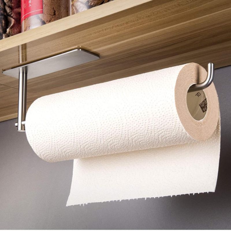 Paper Towel Holder Under Kitchen Cabinet Self Adhesive Towel Paper Holder Stick on Wall SUS304 Stainless Steel