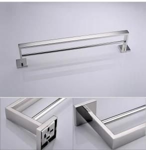 Double Towel Bar Stainless Steel Silver Polish Bathroom Hardware Set Smooth Bright Surface Chrome Steel Toilet Paper Holder