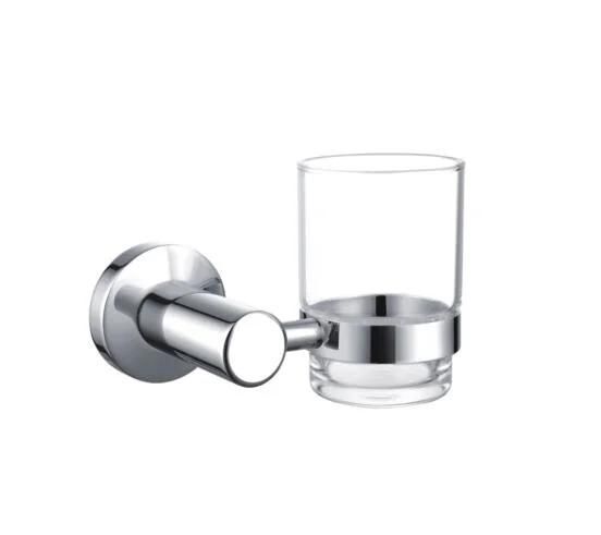 Solid Brass Polished Chrome Double Tumbler Holder Toothpaste and Toothbrush Cup Holder