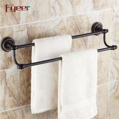 Fyeer Black Series Bathroom Fittings Brass Double Towel Bars