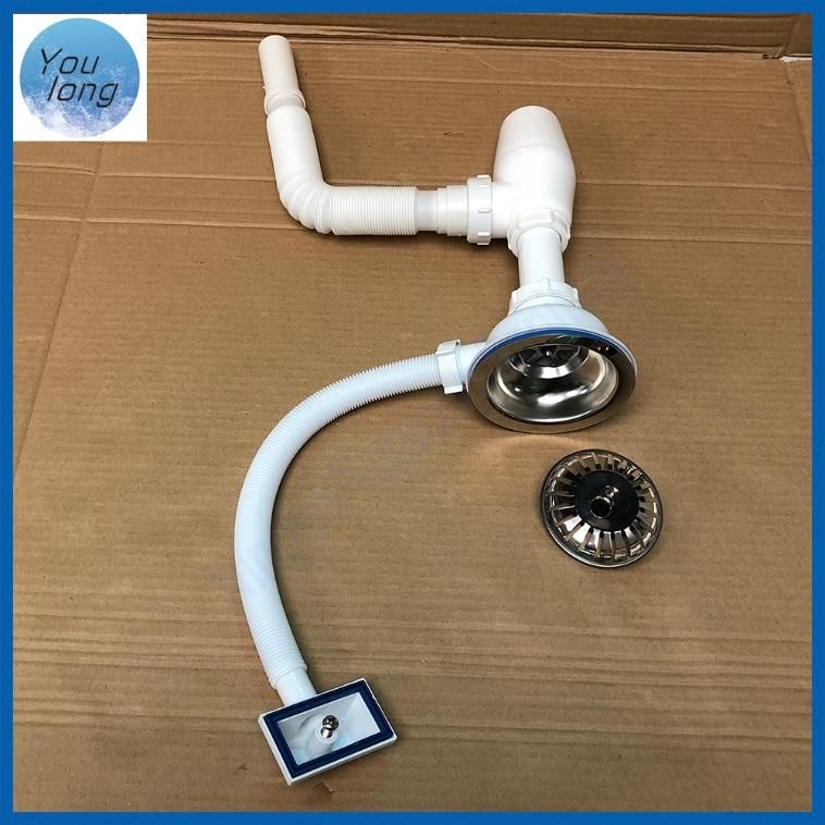 White PP Plastic Water Drain Pipe Sink Drain Hose Waste for Kitchen Lavatory Waste Sink Bottle Trap