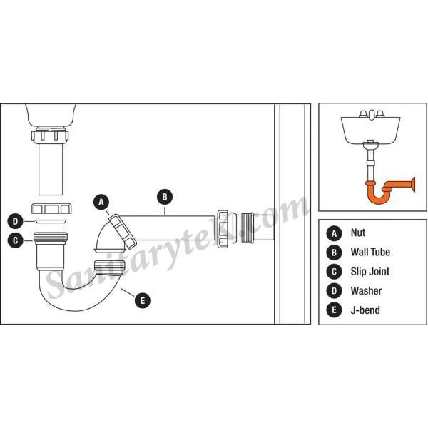 Chrome-Plated Brass Sink Drain P-Trap Without Cleanout 1-1/4" (D8602)