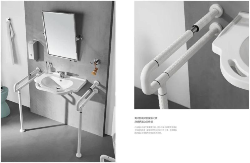 Bathroom Accessories Antibacterial Nylon ABS Stainless Steel Safety Handrail Grab Bar for Disabled or Elderly People