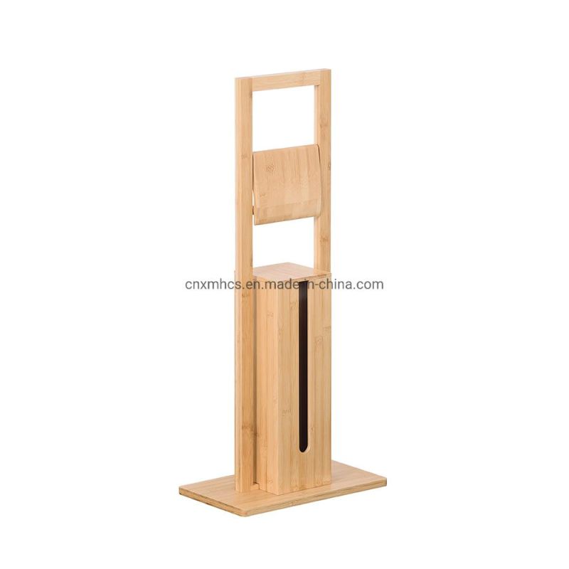 Wholesale Bamboo Wood Toilet Paper Holder Stand Toilet Roll Holder with Storage Box Bathroom Set Bathroom Accessories