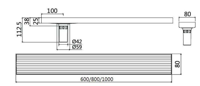 Pd-33125 Bathroom Accessories Stainless Steel Long Floor Drain (Satin finished)