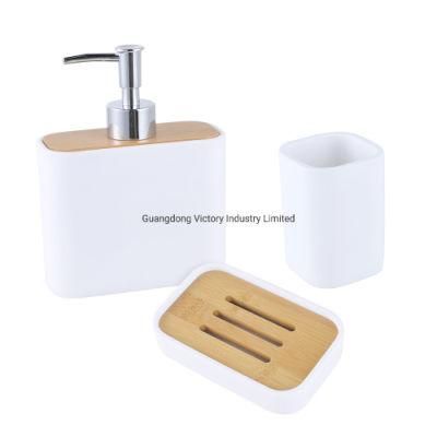 Luxury 3 PCS Resin Bathroom Set with Golden Bathroom Accessories