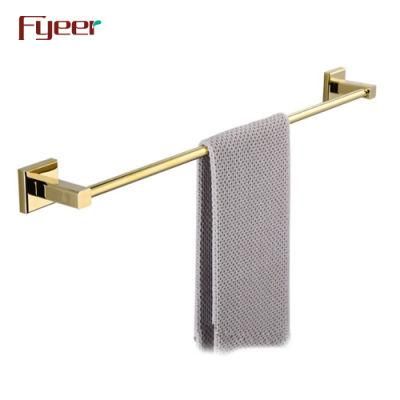 Fyeer Bathroom Accessory Gold Brass Single Towel Bar