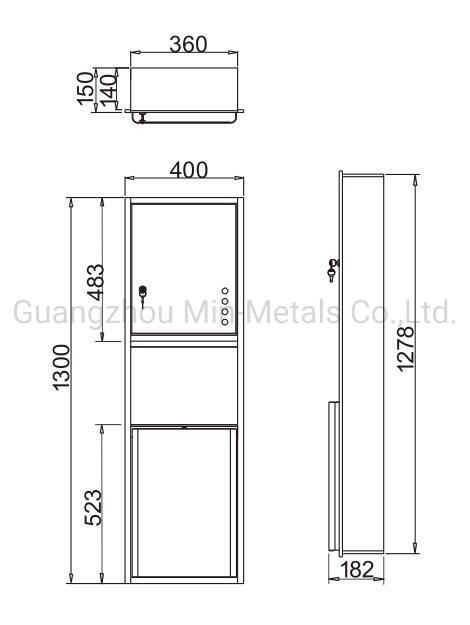 S. S. Recessed Paper Towel Dispenser with Garbage Can Mx-pH435