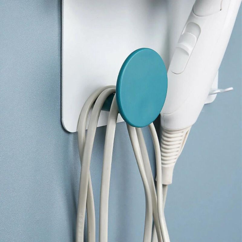 Wall Mounted Punch-Free Hair Dryer Rack Wall-Mounted Plastic Storage Holder