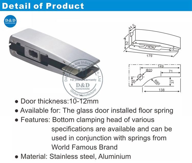 Glass Bottom Patch Fitting Hardware in Stainless Steel for Office Room