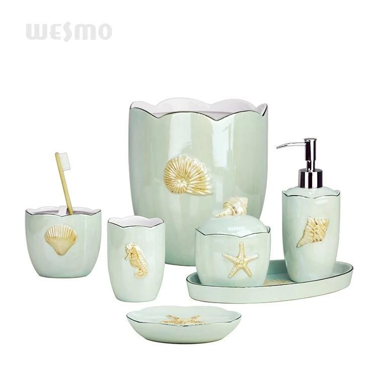 Floral Porcelain Bathroom Accessories Bath Set