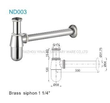 Chrome Finishing High Quality 1"1/4 Brass T Trap Siphon Basin Bottle Trap Sifon Syfon Siphone for Basin Waste ND003-a