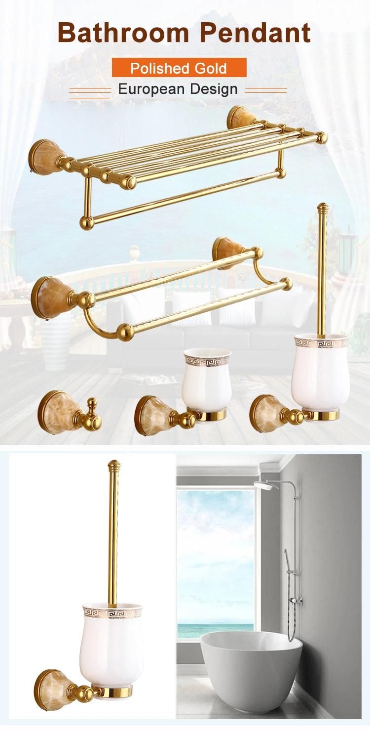 Polished Gold Marble Decorate Bath Towel Rack Wall Mounted Elegant Hotel Metal Towel Rack