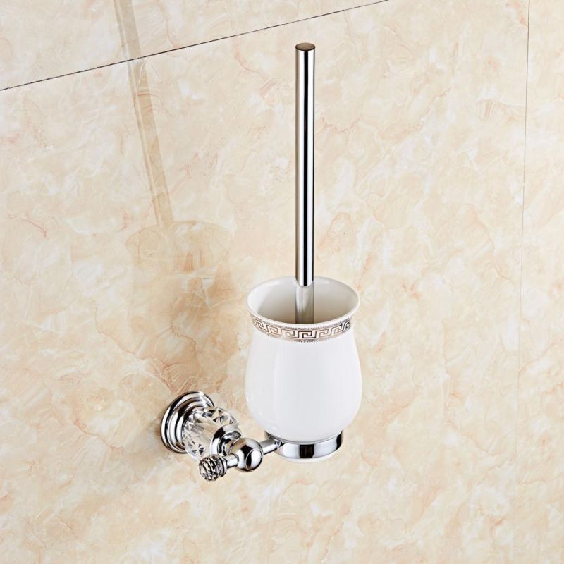 Modern Style Bathroom Cleaning Brush Holder Toilet Holder Chrome Plating Zinc Alloy + Ss201