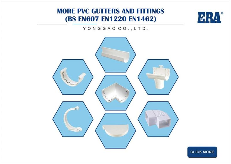 Era Building Fittings Material PVC Roof Rainwater 125mm Plastic Rain Gutters Right Square Elbow