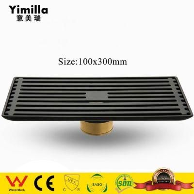 100X300mm Black Stainless Steel Ceramic Floor Drainer Size for Market