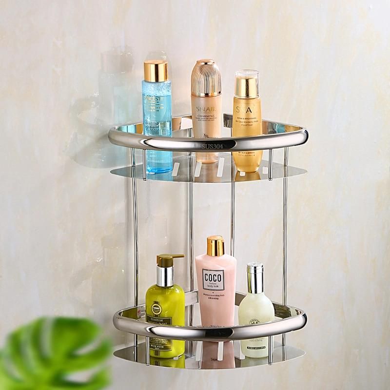 Household Bathroom Wall Mounted Fittings Storage Rack Triangle Shaped Holder SUS 304 Toilet Room Rustless Corner Rack