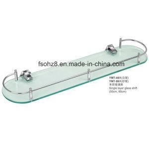 Round Shape Bathroom Ss Basket Glass Shelf (YMT-A61)