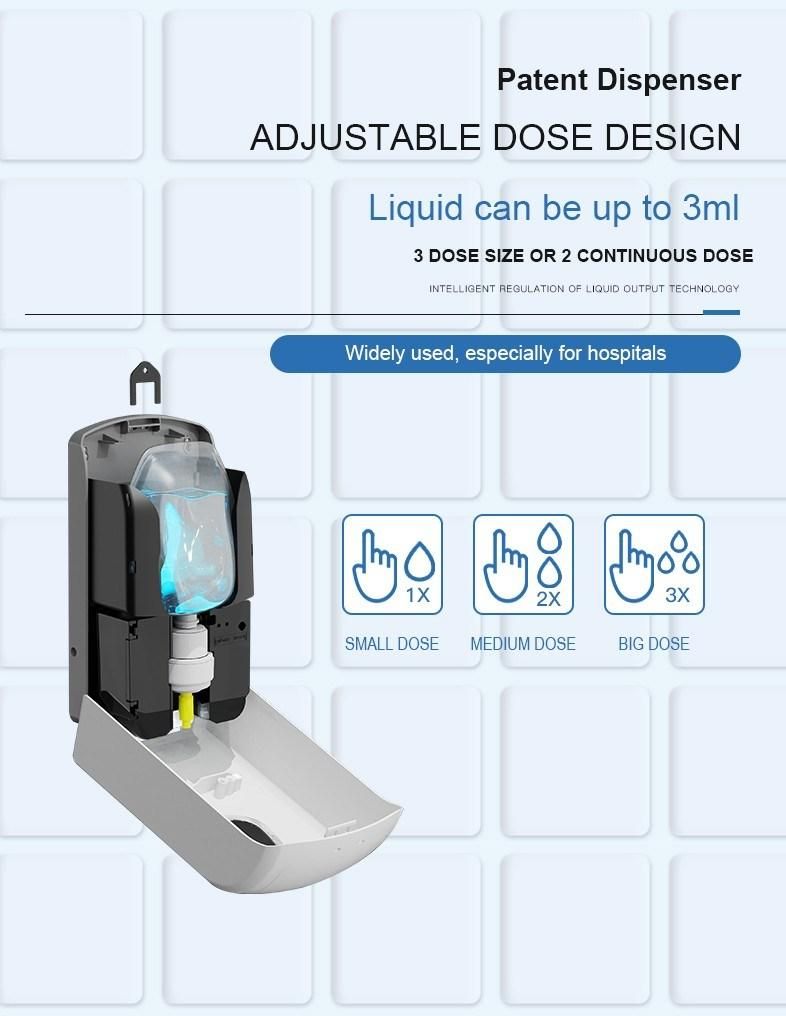 Hospital 1L Adjust Dose Power Saving Sensor Automatic Soap Dispenser