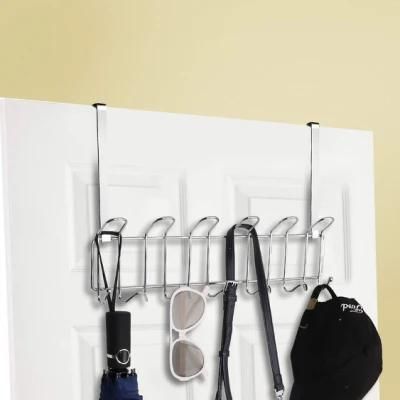 Over The Door 13-Hook Rack Heavy-Duty, Wall Mounted Coat Rack, Door Clothes Hanger for Living Room, Cloakroom, Bathroom, Chrome Finish