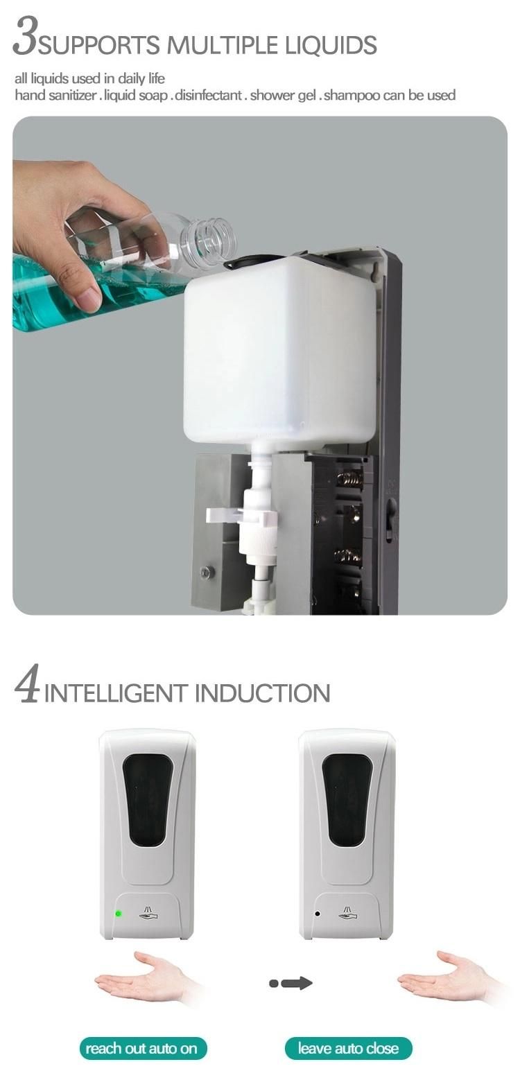 1000ml Wall Mounted Touchless Hand Disinfection Machine Automatic Liquid Alcohol Sanitizer Soap Dispenser
