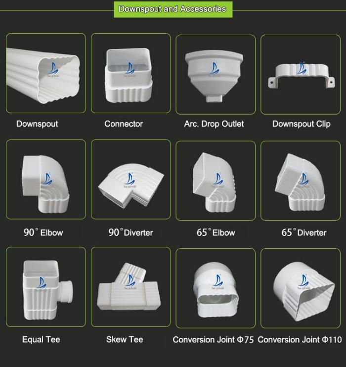 PVC Rainwater Drainage Tube and Pipe Long Lifespan Roof Material Vinyl Roofing Gutter Drop Outlet