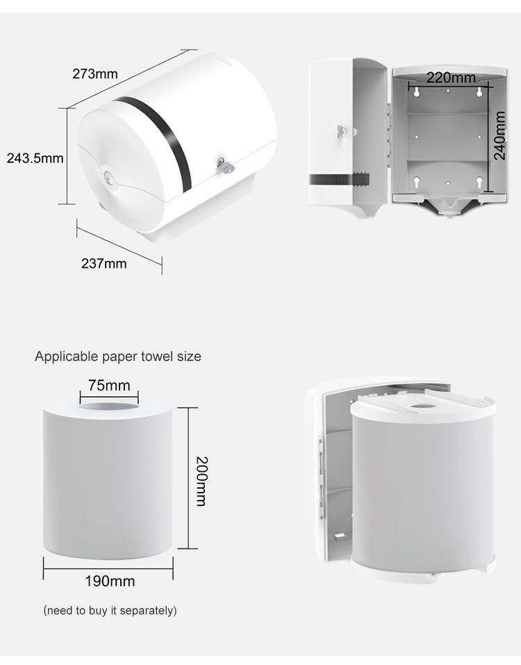 Saige High Quality Plastic Wall Mounted Toilet Center Pull Tissue Paper Dispenser