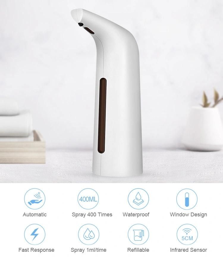 Auto Touchless Hands Free Sanitizer Liquid Electric Smart Spray Alcohol Dispenser with 400ml