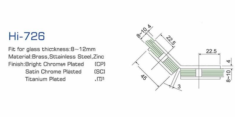 Hi-726 135 Degreee Shower Room Bathroom Door Zinc Alloy Bathroom Hardware Accessories Glass Door Fixing Clip