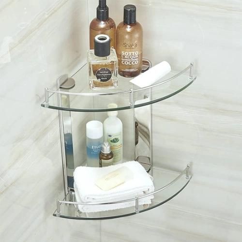 SUS34 Corner Glass Shelf for Bathroom Storage
