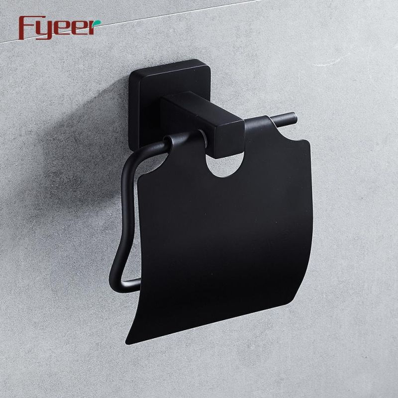 Fyeer Bathroom Accessory Aluminum Matt Black Toilet Paper Holder