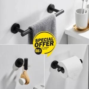 Matte Black Bathroom Hardware Set Robe Hook Single Towel Bar Toilet Paper Holder