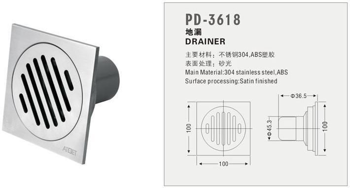 Casting Stainless Steel Floor Drain for Hotel Bathroom