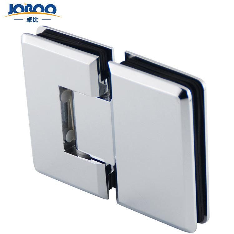 Bathroom Fittings Adjustable Glass to Glass 180 Degree Solid Brass Polish Chrome Phlishing Glass Shower Hinges Connector Joboo Zb551