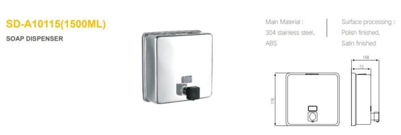 Bathroom Accessories 304 Stainless Steel Square Soap Dispenser