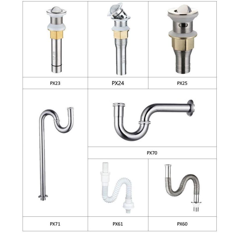 Stainless Steel Bathroom Wash Basin Wash Drainer Sanitary Ware Popup Waste Valve Overflow P Trap