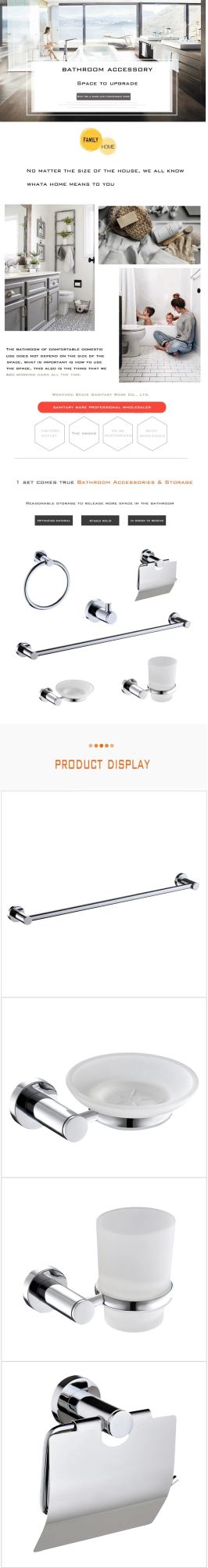 Modern Design Chrome Finished Six Pieces Bath Zinc Alloy Hardware Accessory Set for Bathroom