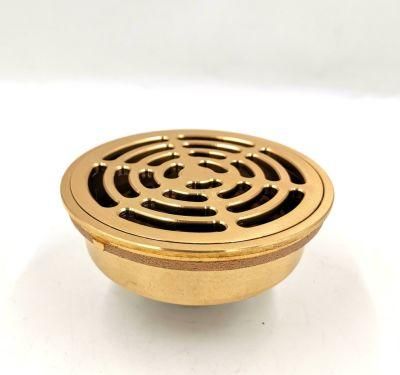 Brass Imitating Gold Plating 4&quot; Round Shower Drain with Removable Panel