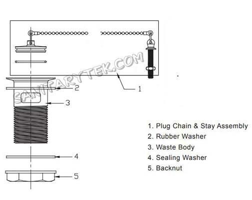 11/4" Chrome Plug Slotted Basin Waste with Chain (D8630)