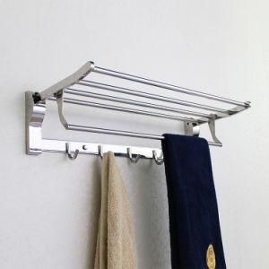 Stainless Steel Folding Bathroom Towel Bar with Hooks