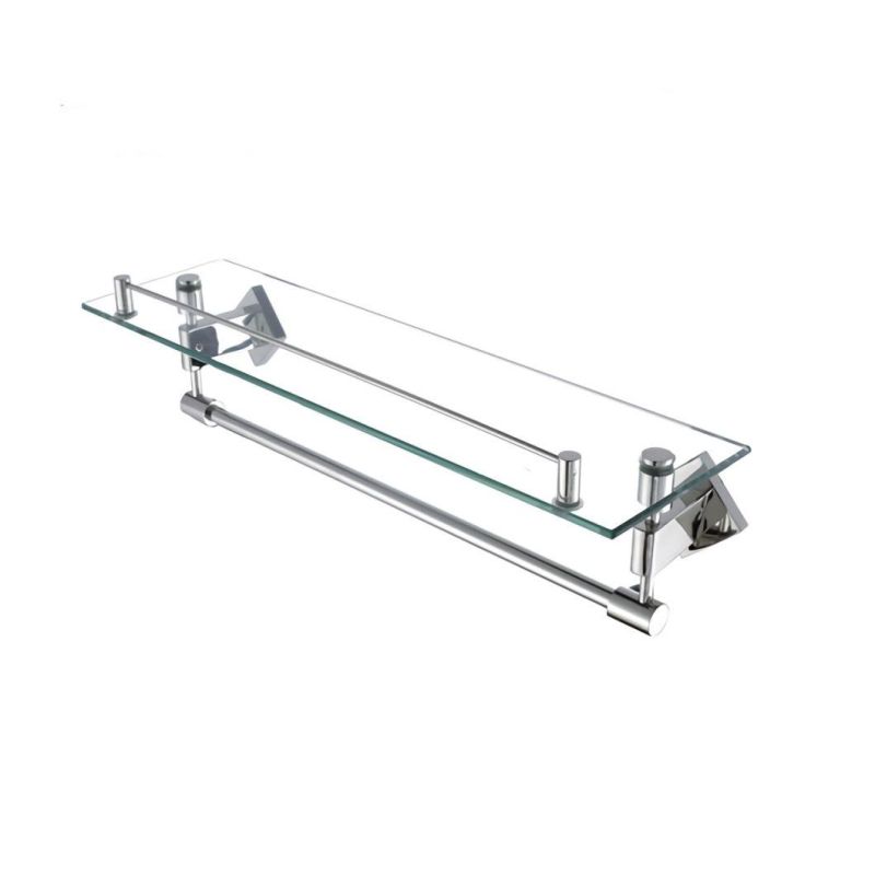 Stainless Steel 304 Tempered Glass Bathroom Shelf with Towel Bar