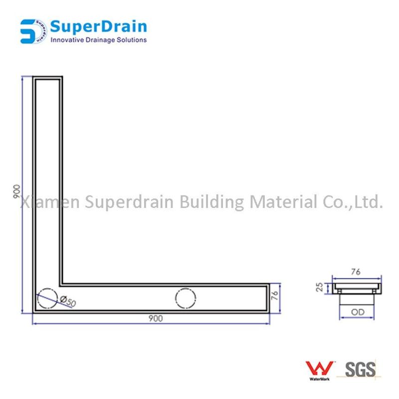 OEM SUS Hidden Linear Shower Floor Grate with Side Outlet