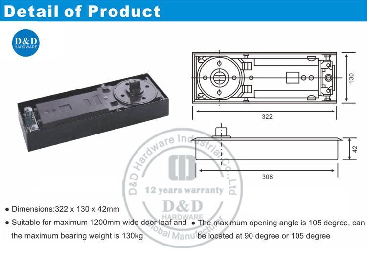 Heavy Duty Door Closer for Glass Door Iron Floor Spring