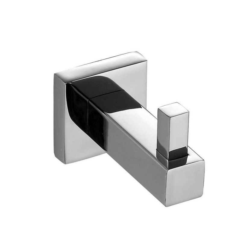 Square Based Stainless Steel Double Robe Hook for Bathroom