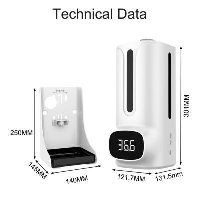K9 PRO Plus Soap Dispenser 2 in 1 Industrial Thermometer Insert Non Contact Thermometer Soap Dispenser 1200ml