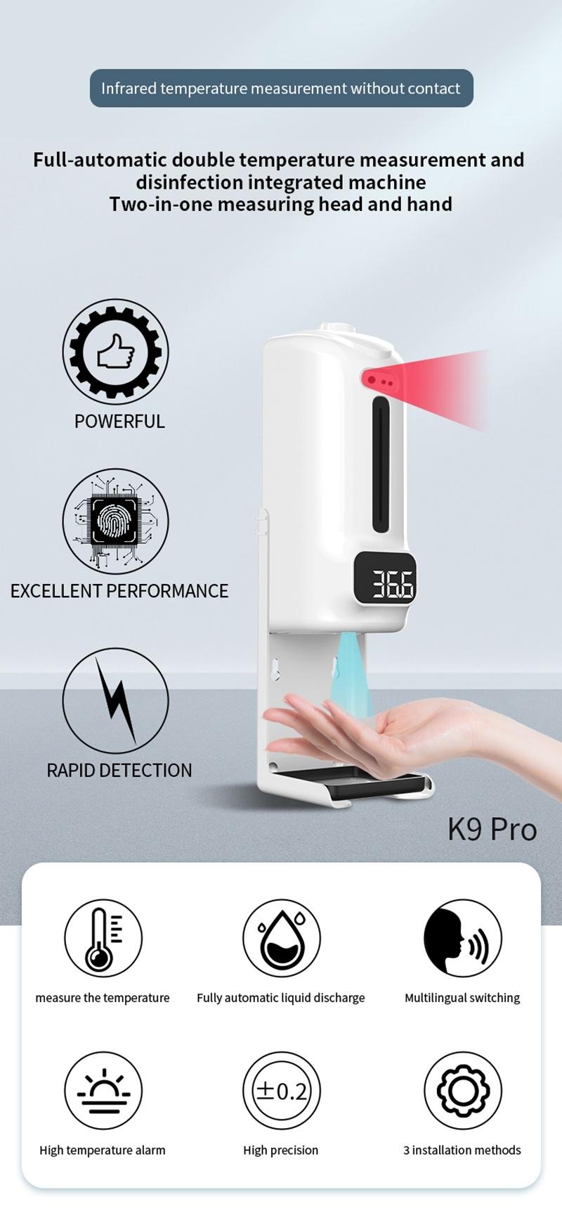 Double Function 1000ml Hand Sanitize Sterilizer Machine Sensor Rapid Automatic UV Disinfection Dispenser with Temperature Measurement Function
