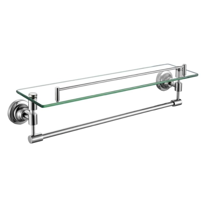 Wall Mounted Tempered Glass Bathroom Shelf with Towel Bar