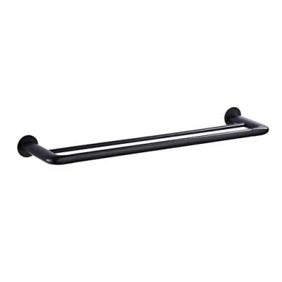 Yundoom OEM Wall Mounted Stainless Steel Bathroom Accessories Drying Towel Rack Shelf Holder Stand Single Black Bathroom Towel Racks