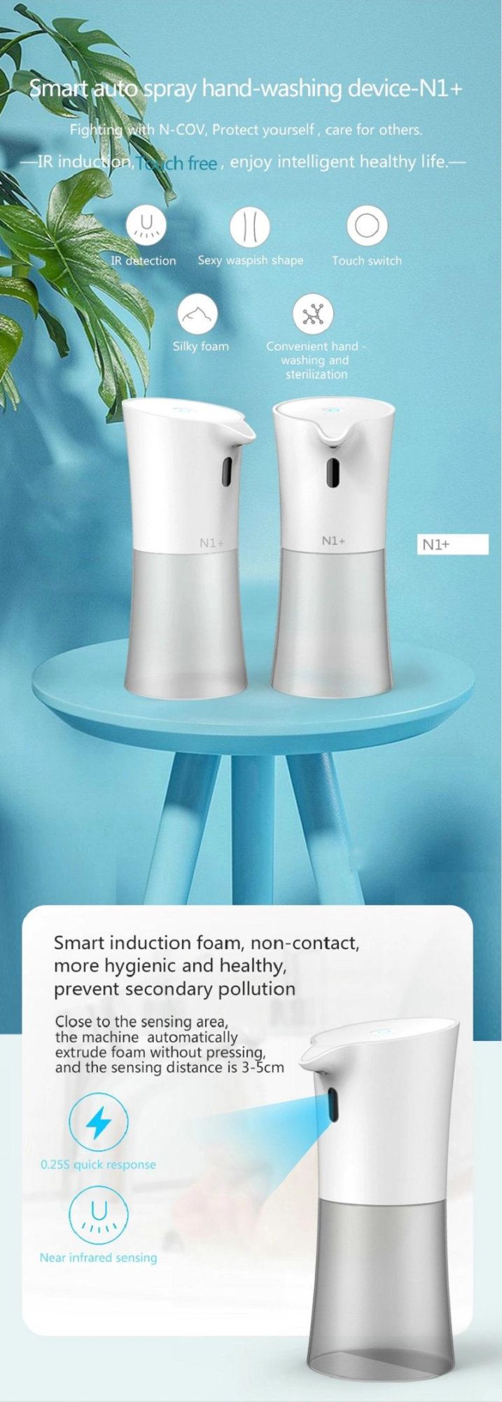 Touchless Soap Dispenser Infrared Smart Sensor Automatic and Touch-Free Portable Liquid Soaps Dispensers